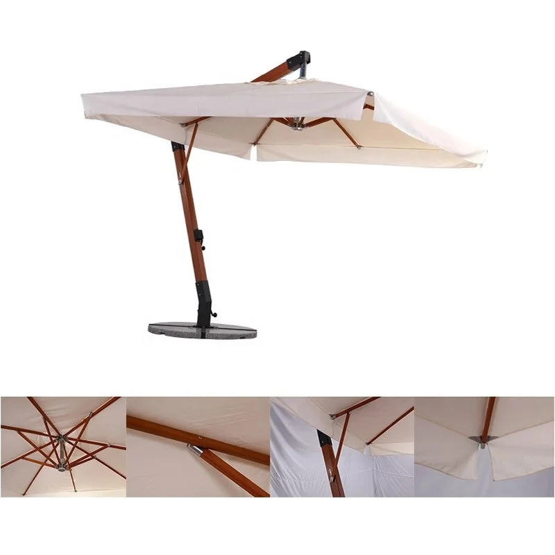 Luxury Windproof Outdoor Big Size Patio Wooden Hanging Umbrella