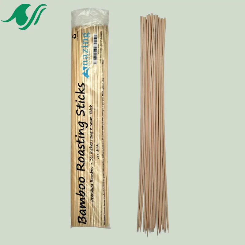 Bamboo Marshmallow Smores Roasting Sticks 30 Inch 5mm Thick Extra Long Heavy Duty Wooden Skewers Campfire Accessories