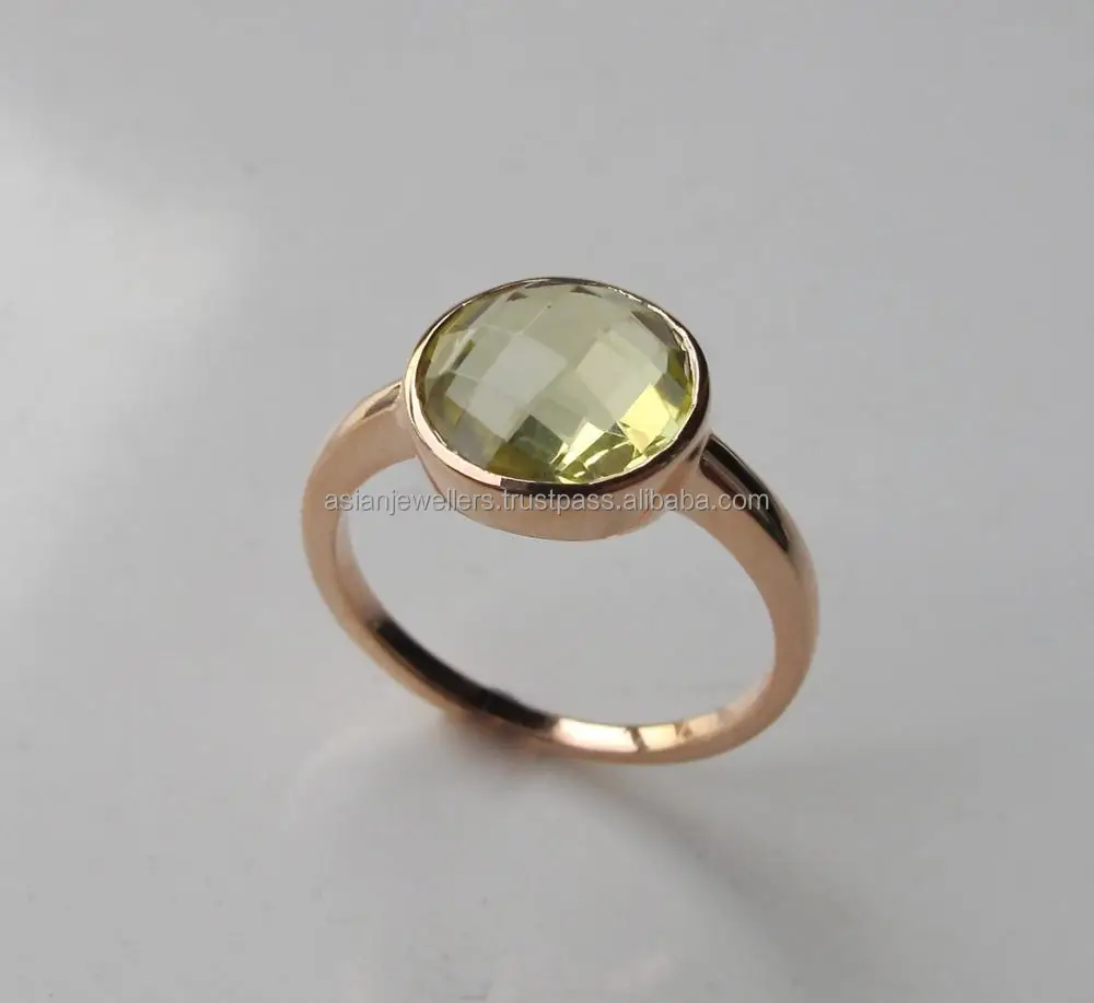 Lemon Topaz Quartz Beautiful Handmade Gemstone Ring In 925 Sterling Silver