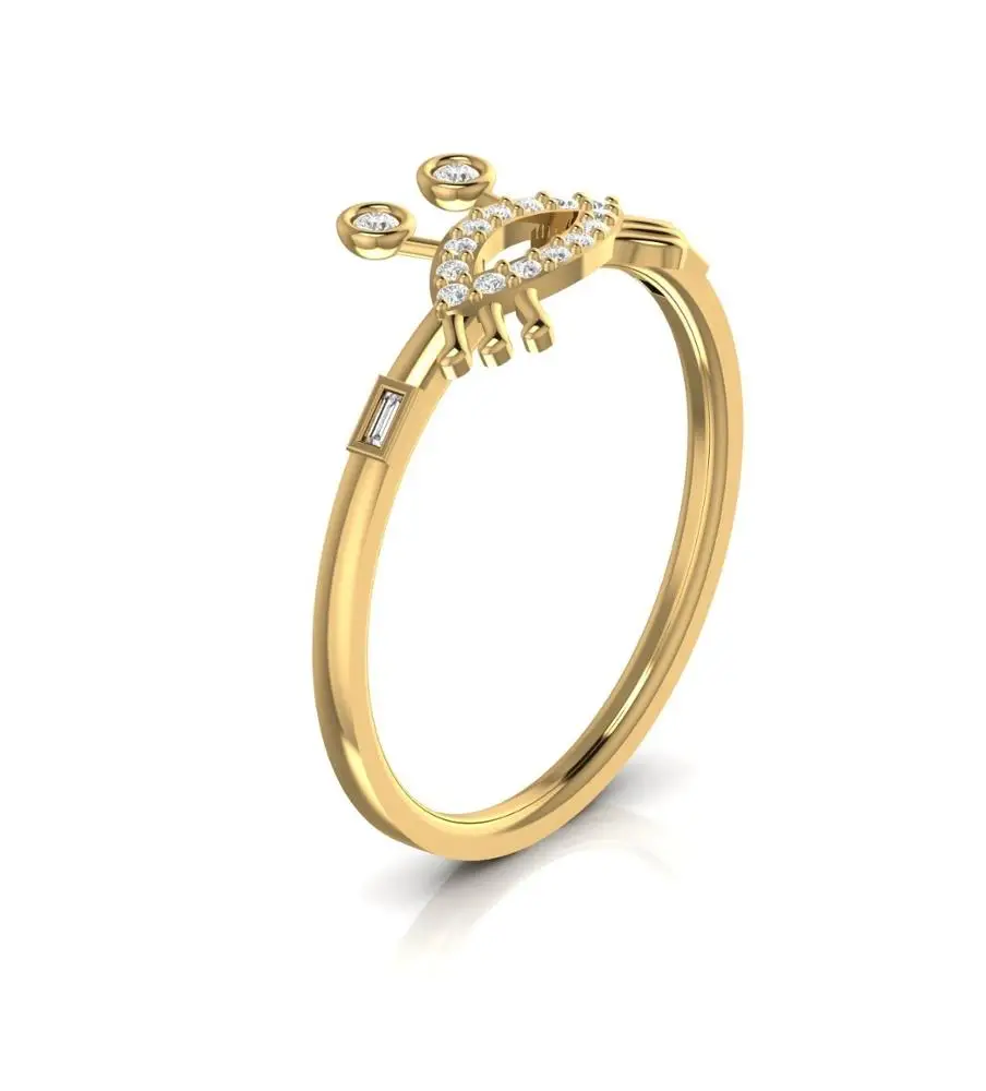 Symbolic Natural Diamond Ring 18kt Yellow White Rose Gold 1.63 Grams Jewelry