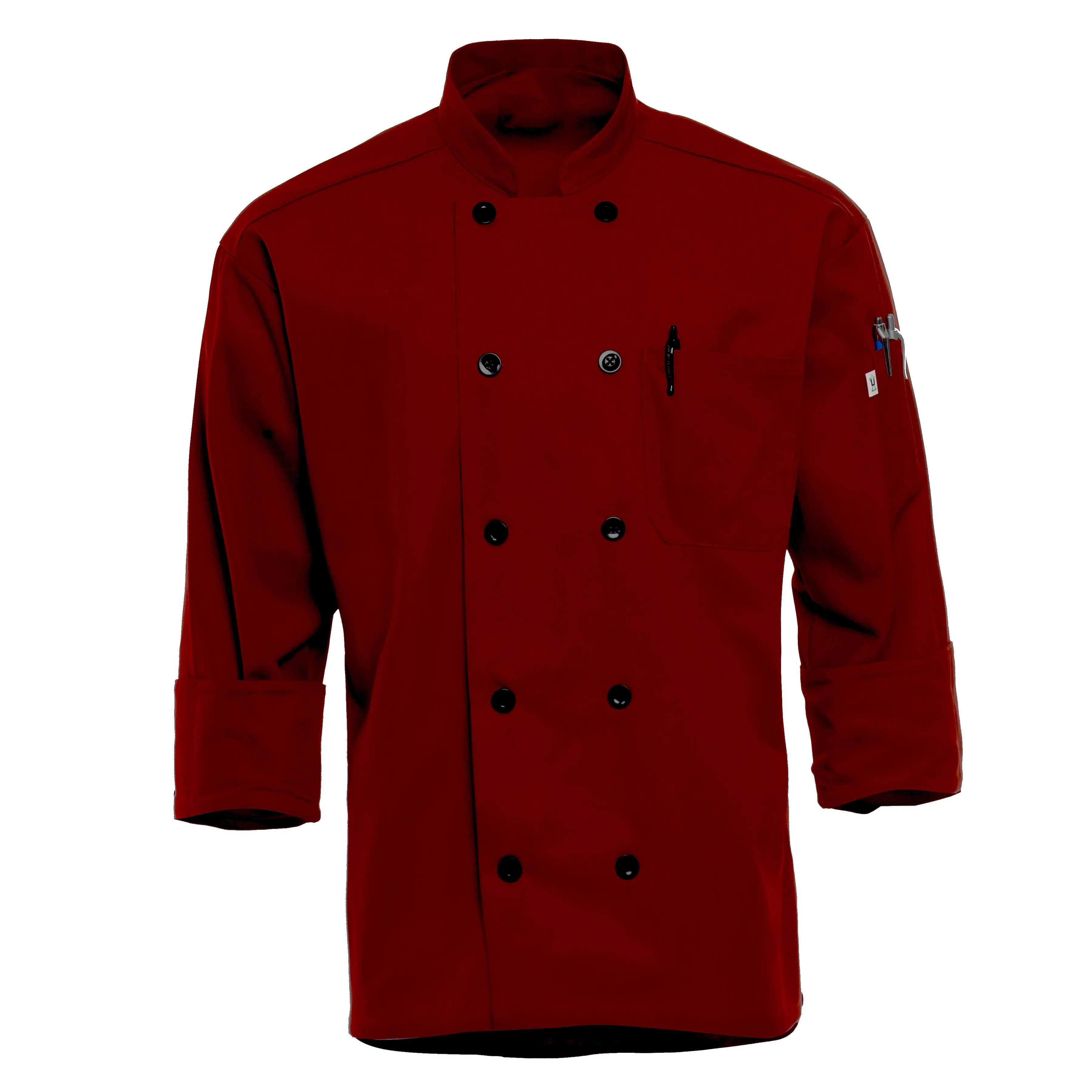 Custom made chef uniform kitchen usage double breasted chef coat for hotel bar restaurants
