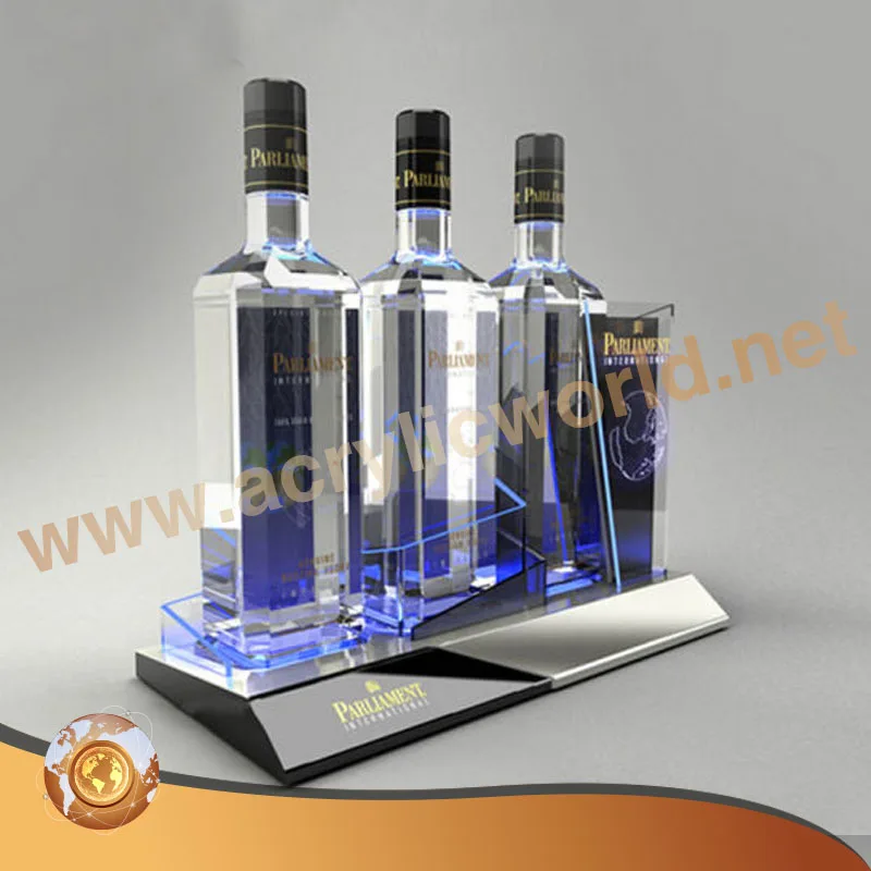 led light bottle holder bar shelf / bar liquor bottle stand / led acrylic wine bottle display rack