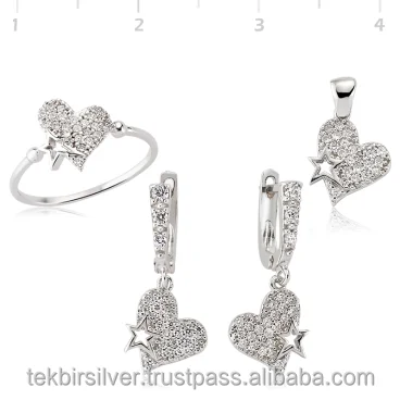 Wholesale Silver 925 Zircon Set ring Earring and Pendant