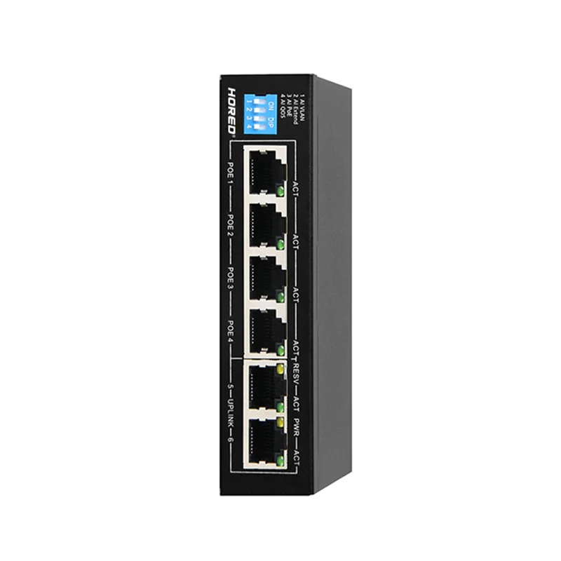 Fast Delivery Metal Case 6 Port AI PoE Switch 4 Port 10/100Mbps PoE Support Vlan QoS 250m Extend