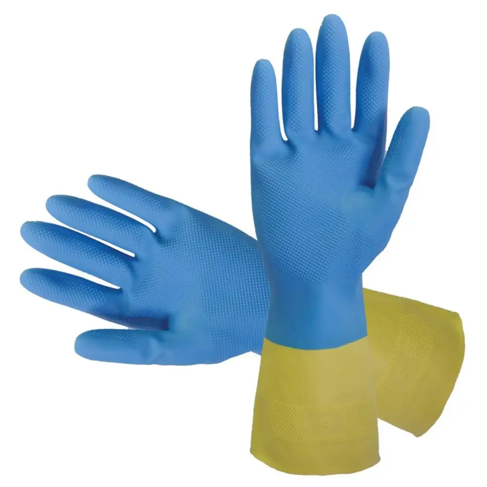 Ergonomic design cotton flocklined rubber gloves latex gants en latex for meat filleting fish filleting food preparation daily