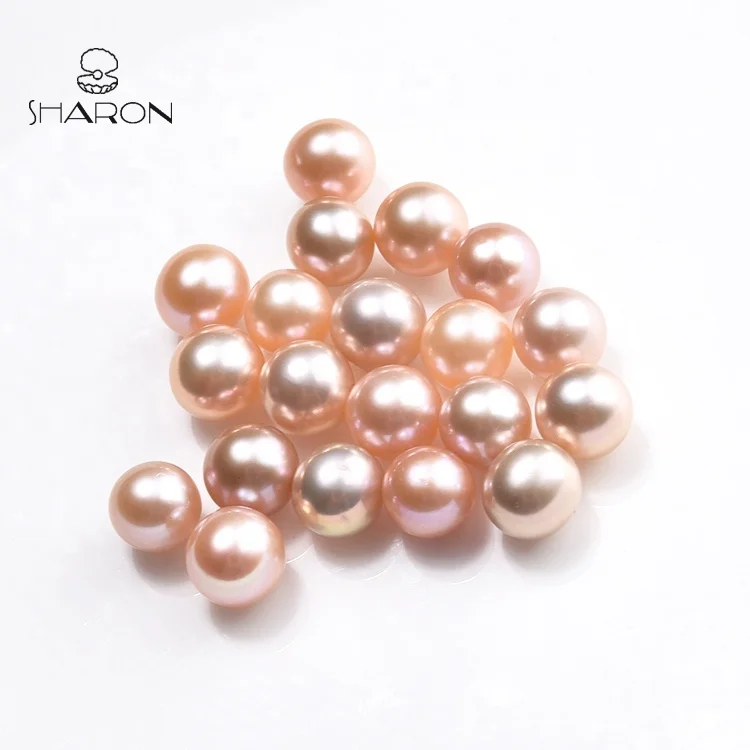 
Wholesale 7-8mm Natural Cultured Freshwater Round Pink Loose Pearl No Drilled 