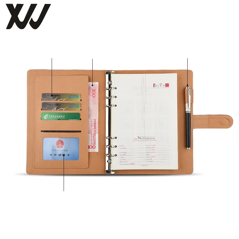 A5 Customized logo notebook PU leather notepad hard cover with magnetic snap and pen loop