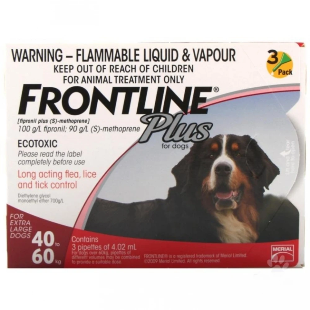 Frontline Plus для собак, очень большая собака (от 89 до 132 фунтов), Блоха и тик