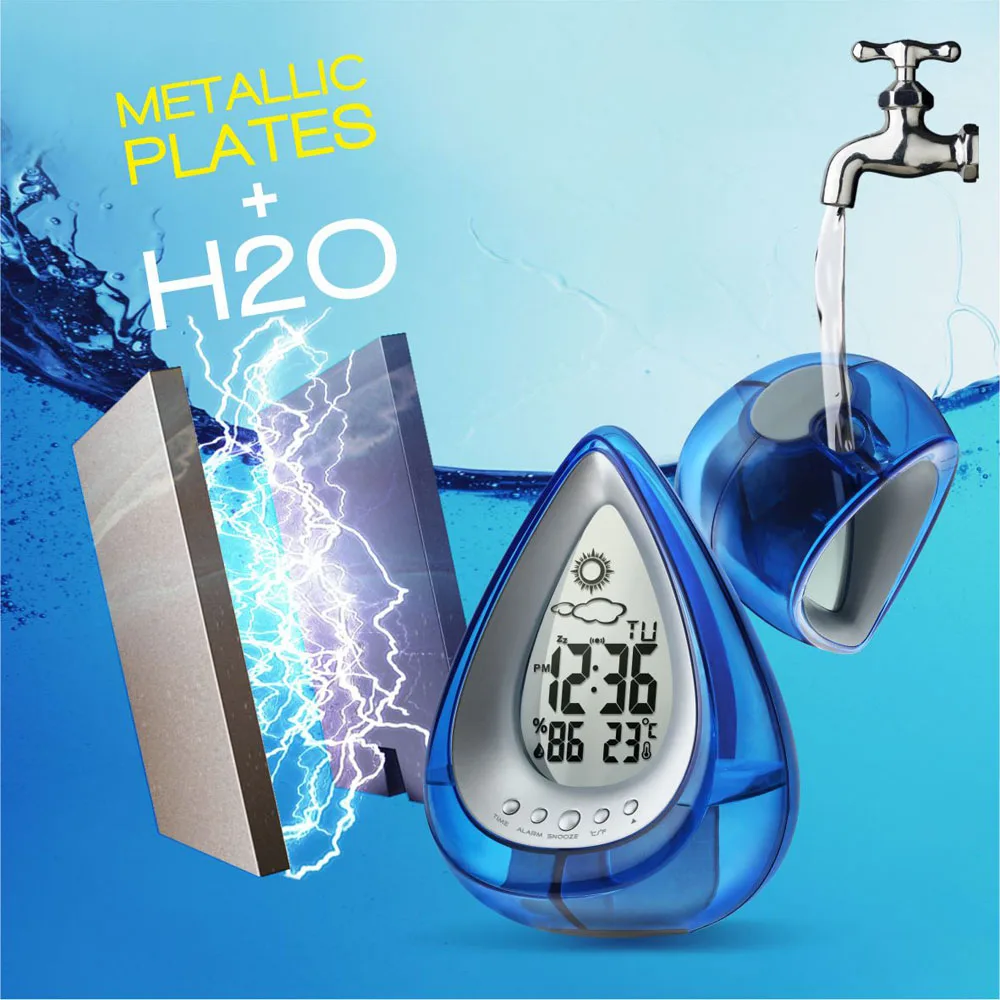 Creative Drop Shape Water Powered Weather Station
