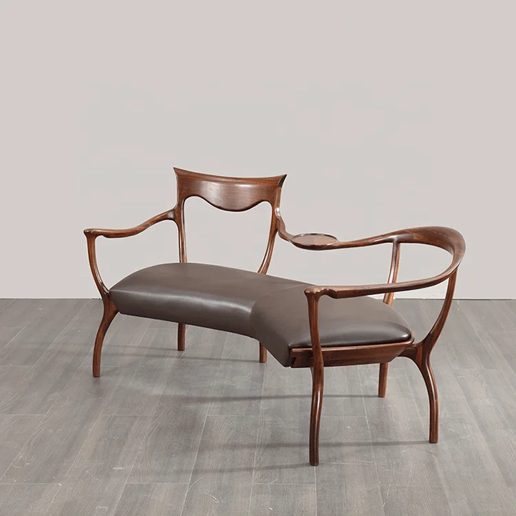 Walnut wood lounge double sofass latest design neoclassical style living room leisure chairs