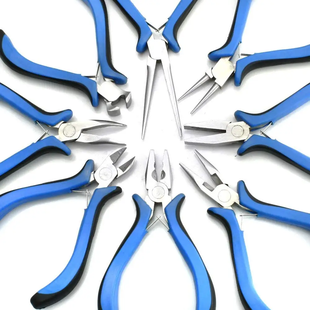 8 Pcs Jewellery Making Beading Mini Pliers Tools Kit Set Flat Long Round Nose