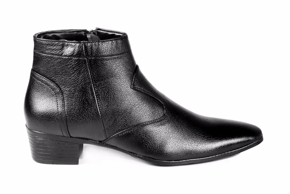 Мужские черные формальные стильные ботинки без шнуровки на кубинской подошве