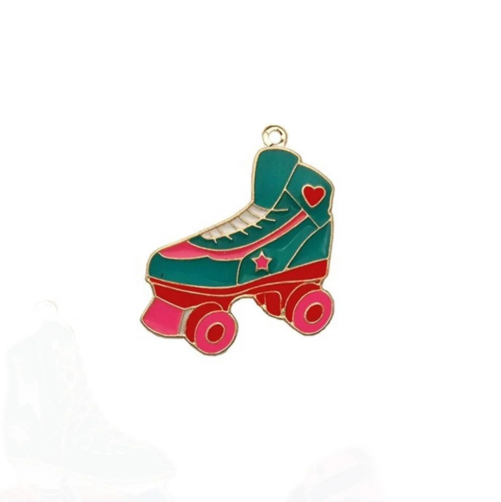 Cute Enamel Skateboard Ice Skate Roller Skates Pendant Charms for Kids