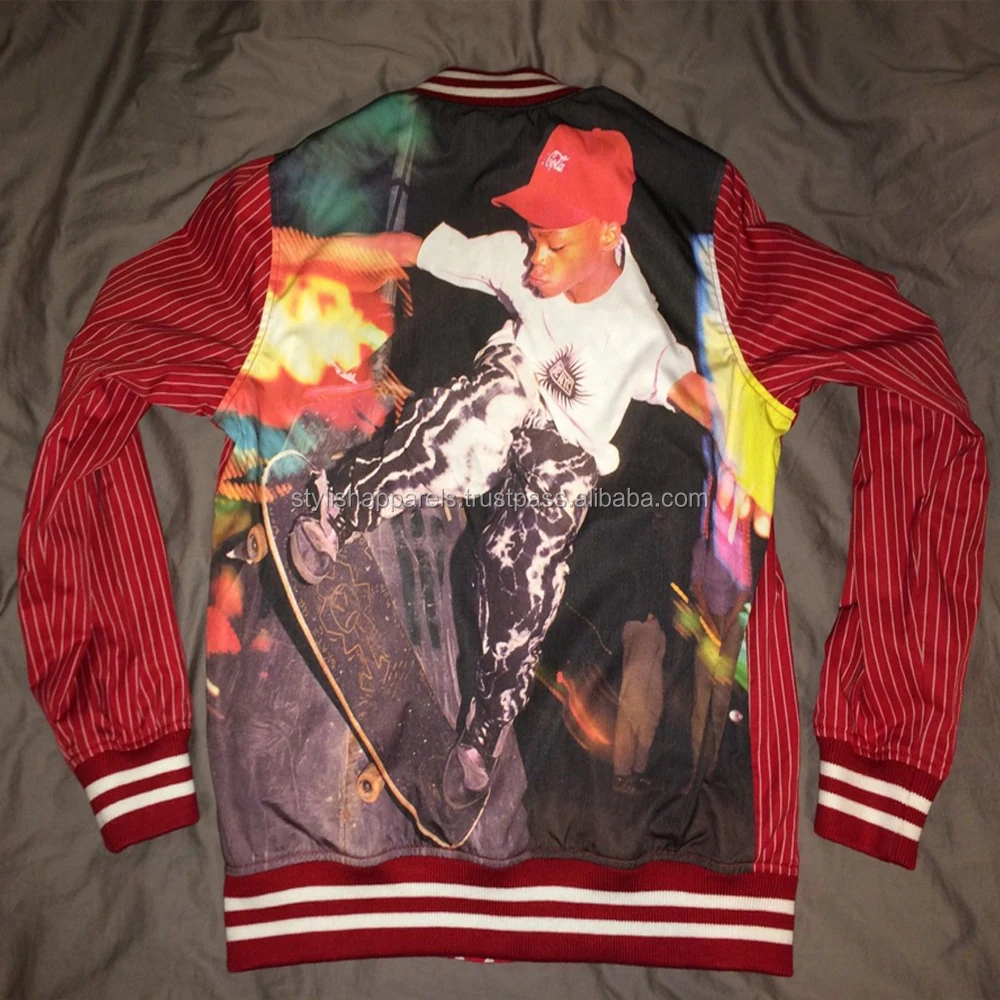 Custom Satin Varsity jacket/Sublimation Satin Bomber Jacket from Pakistan