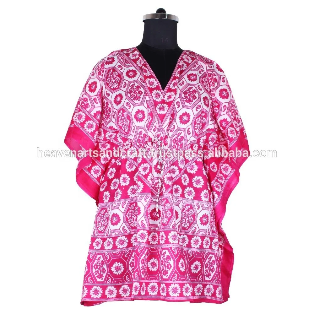 Vintage Style Silk Printed Short Kaftan