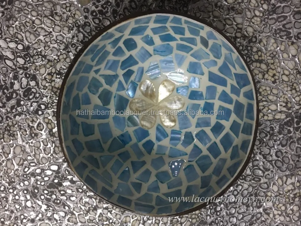 Best Selling Tableware Coconut Lacquered Bowl, Vietnam seashell colorful coconut shell bowlHT58198