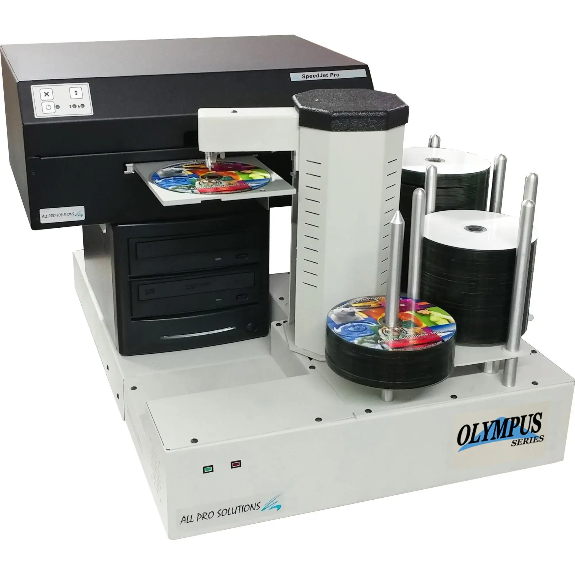 Automated 2-drive CD/DVD  Blu-Ray Publisher Duplicator Standalone w/ Internal PC Win10 Inkjet Printer & 220 Capacity