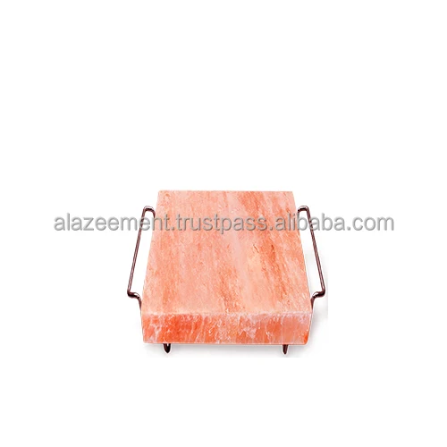 Finest Organic Quality Himalayan Pink Salt Cooking Slab 8 x 8 x 1.5 inches With Premium Quality Stainless Steel Holder