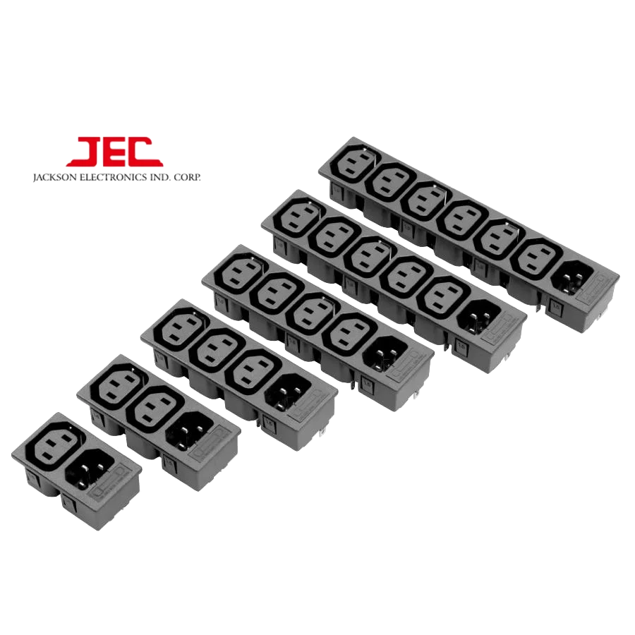 JEC Taiwan Ganged C13 Outlet & C14 Inlet with Fuse Holder for UPS PDU