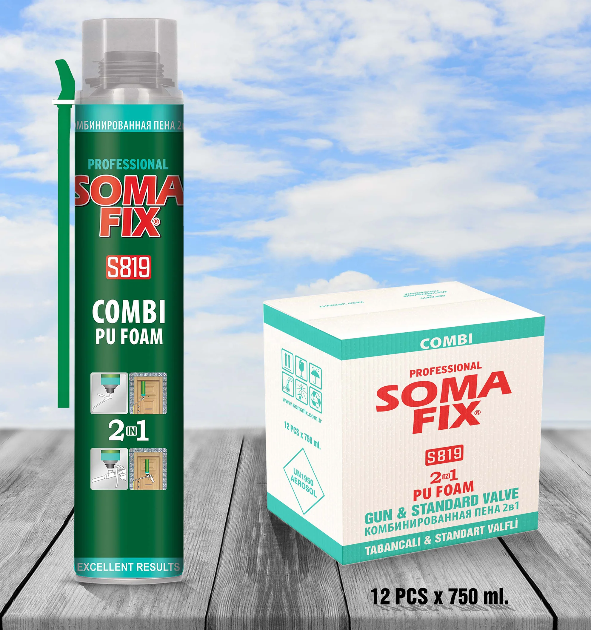 SOMAFIX Polyurethane Gun Foam  COMBI VALVE