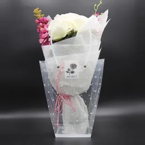 Custom Supermarket promotional printed Orchid packaging handled bag Transparent plastic flower box