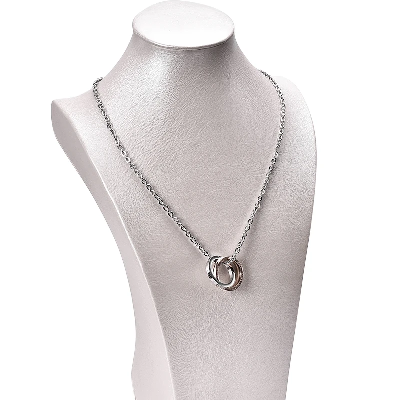 
Wholesale Engraved Couple Ring Style Lover Eternal Necklace Pendant 
