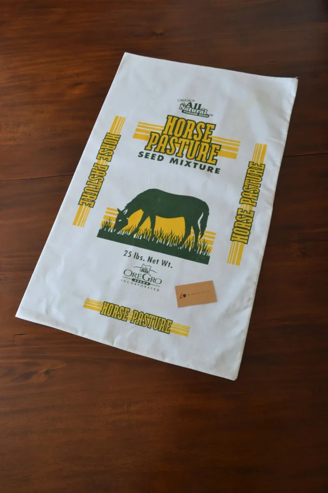 
Grass Seed Packaging Bag made with 100% Cotton. Printed 