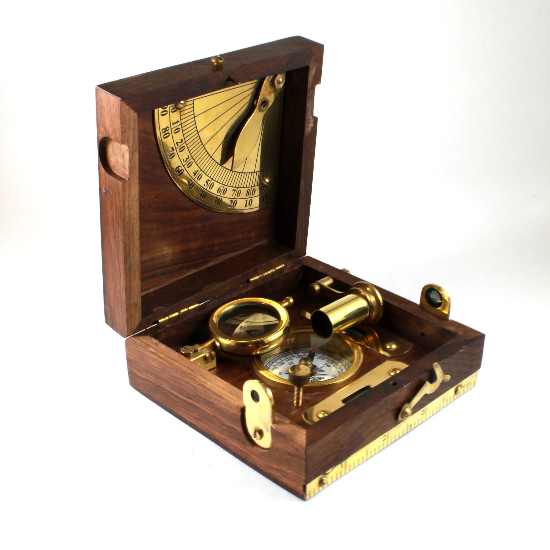 Brass Navigation Nautical Directional Antique Style Master Marine Box Compass Instrument
