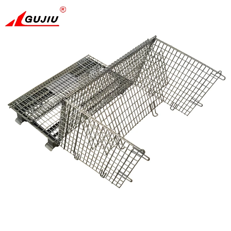 Forklift guide design industrial stain steel wire mesh collapsible baskets