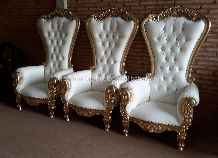 Деревянные белые королевские престольные стулья с высокой спинкой, роскошные белые кремовые стулья из синтетической кожи для гостиной