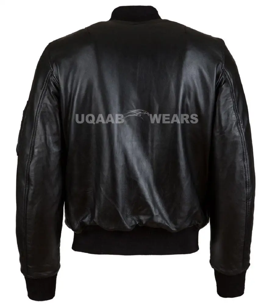 Mens MA1 Army Pilot Bomber Military Security Doorman Harrington Real Leather Jacket Coat Casual Bomber Fashion Leather Jacket