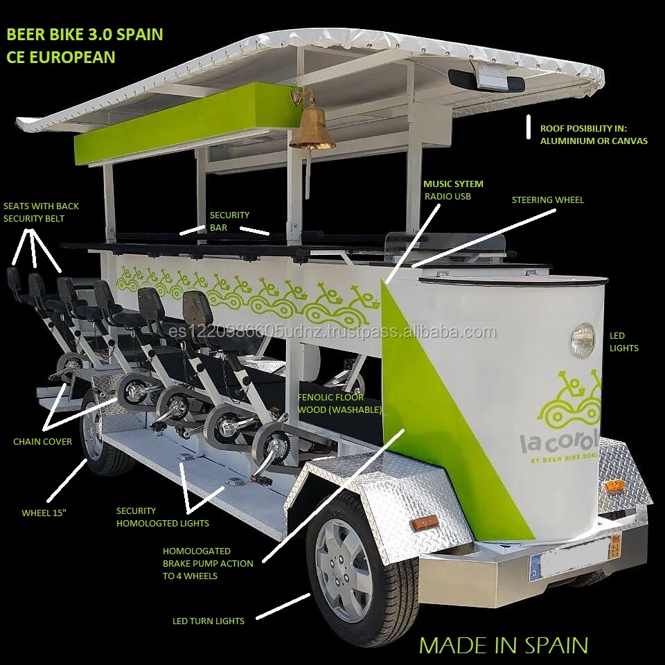 
Beer Bike 3.0 4 WHEELS PARTY PEDAL BAR Original Spanish BEERBIKE 