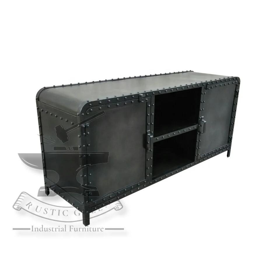 Vintage Industrial long Iron Storage Cabinet