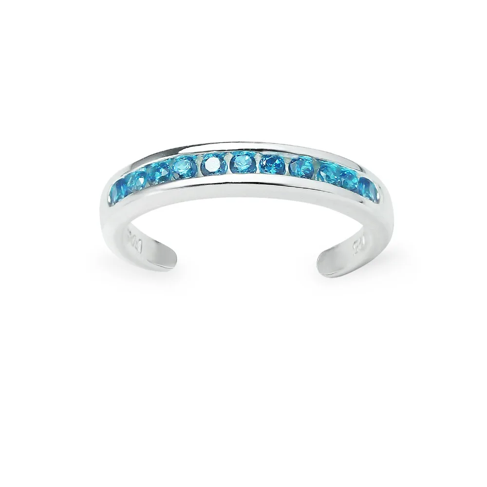 
Sterling Silver Blue CZ Adjustable Toe Ring 