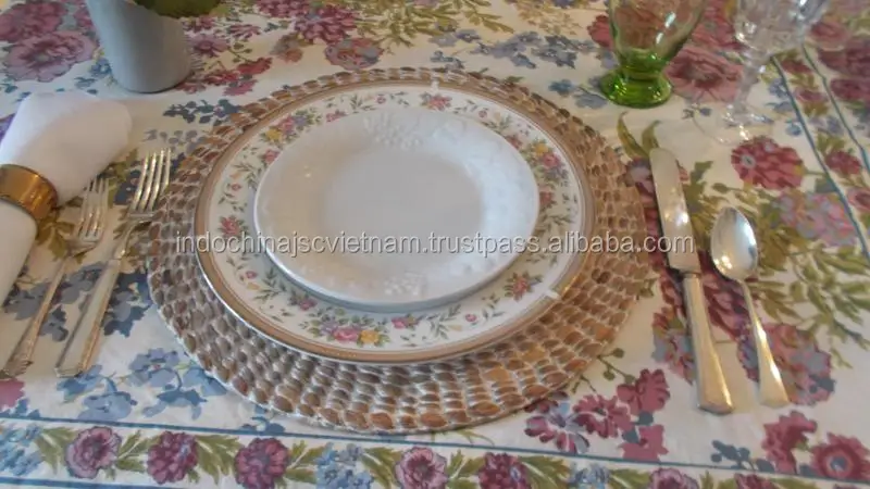 White wash water hyacinth charger placemat made in Vietnam