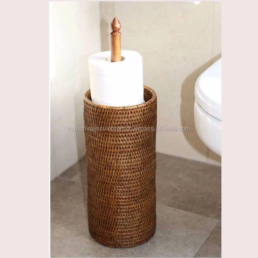 New design wicker toilet paper holder made of 100% natural rattan
