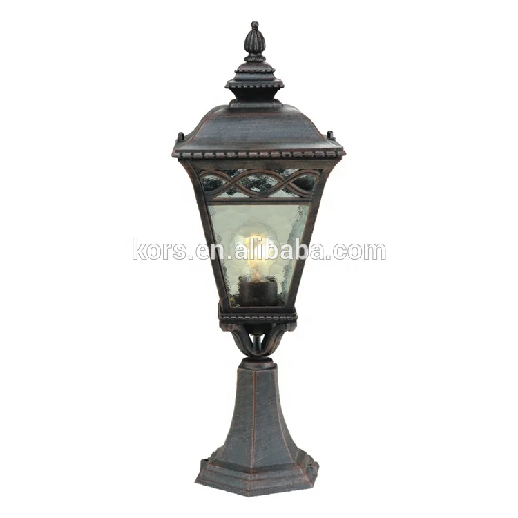 
pillar light outdoor brick lantern lights aluminum glass garden main gate fence post lighting 