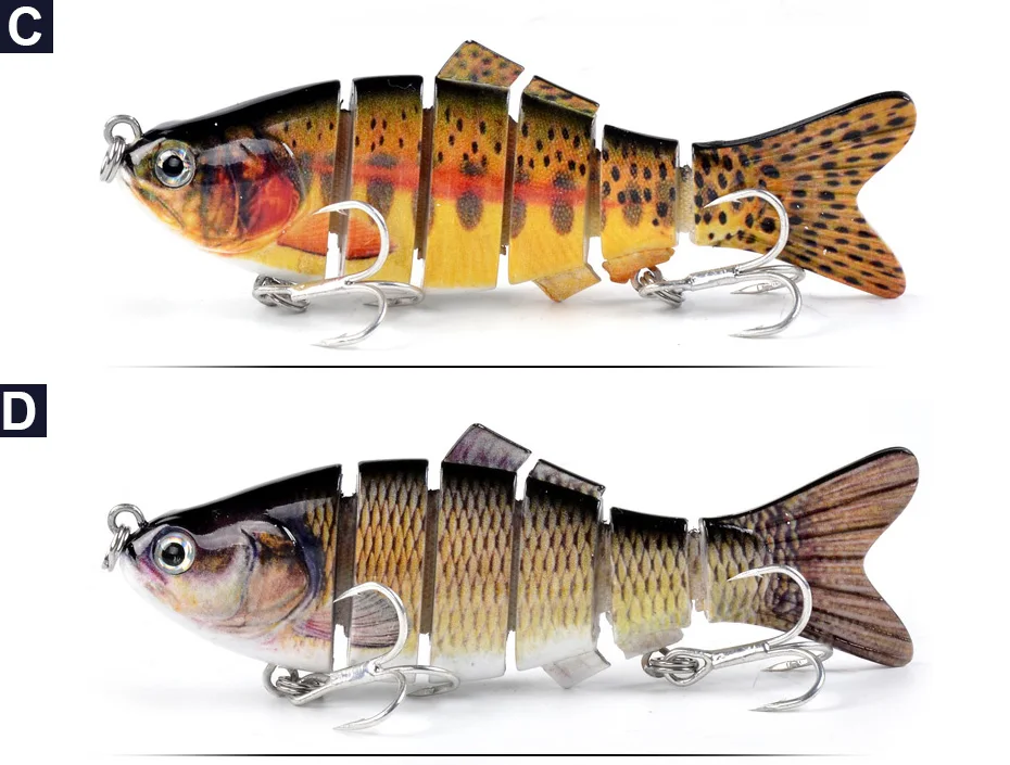 Hot Sale 3D Eyes Multi Jointed Fishing Lures Easy to Catch Bass fish, 6 Sections Swim Bait for Bass Fishing
