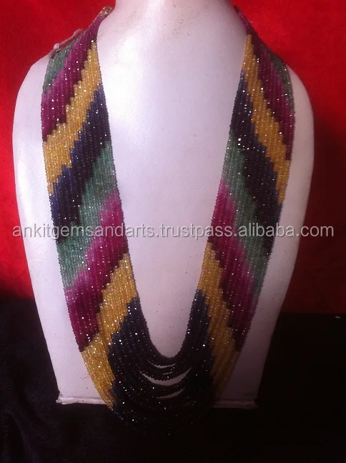 Natural Multi Sapphire Beads Emerald Ruby Sapphire Beads