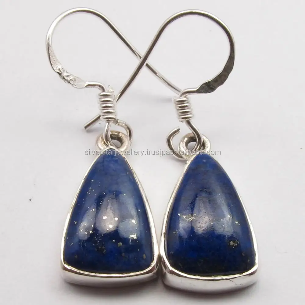 Серебряные серьги-925 из серебра стерлингового с треугольным синим Лазуритом подарок для мамы модные свадебные украшения