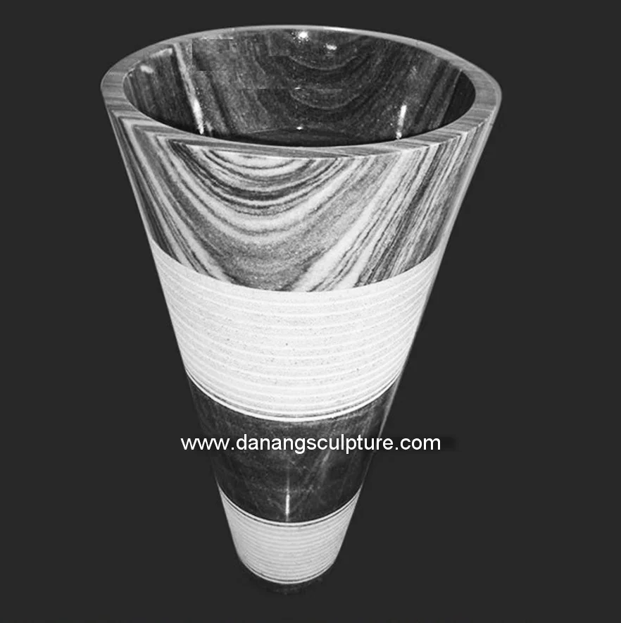 Wholesale Retail Custom Hand Carved Stone Bowls Natural Marble Freestanding Pedestal Basin Stone Wash Basin
