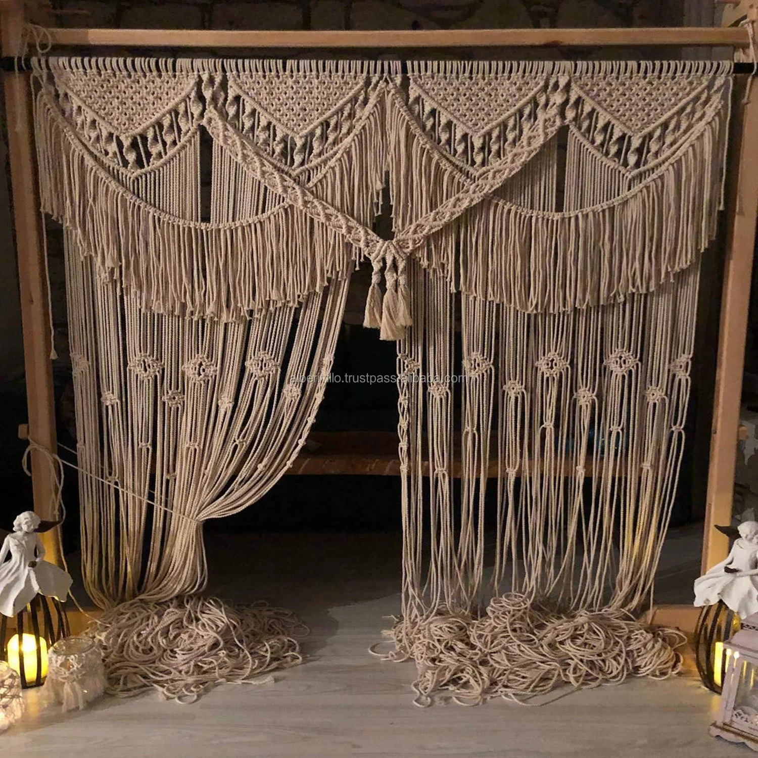 Large Cotton Rope Curtain Wedding Backdrop and Wedding ArchHandwoven Macrame Wall Curtains Made in India
