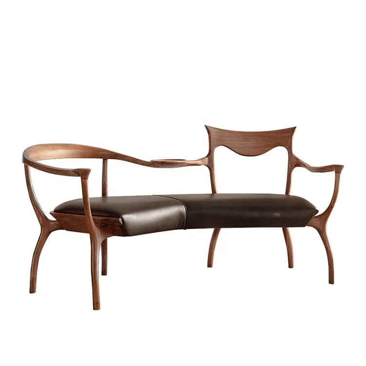 Walnut wood lounge double sofass latest design neoclassical style living room leisure chairs