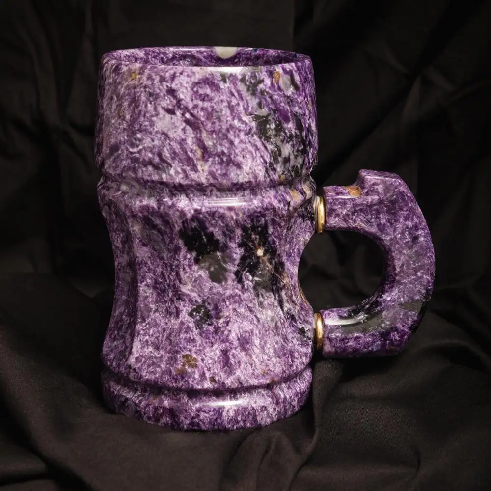 Charoite beer mug, nutural charoite from Russia