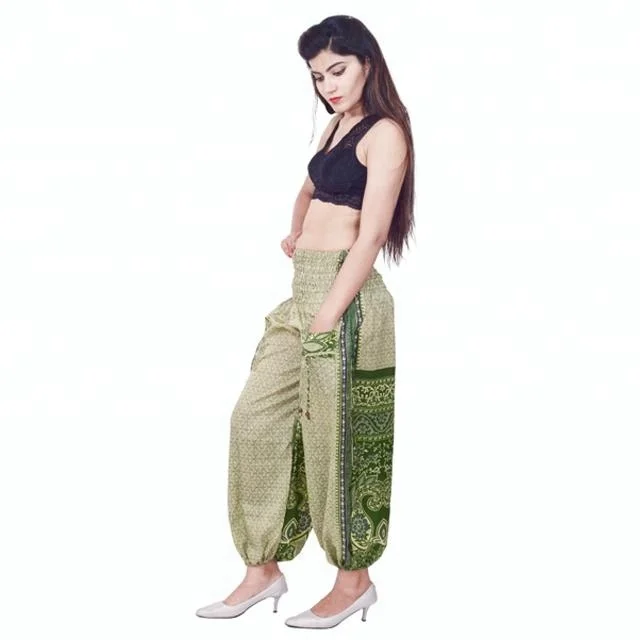 Vintage Indian Print Silk Harem Pants