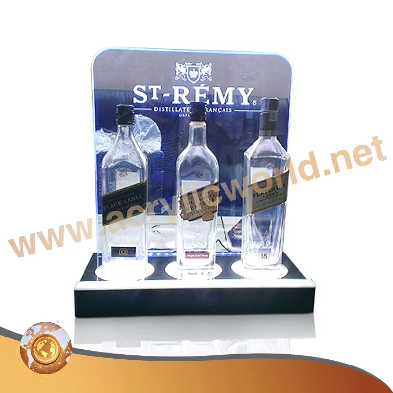 led light bottle holder bar shelf / bar liquor bottle stand / led acrylic wine bottle display rack
