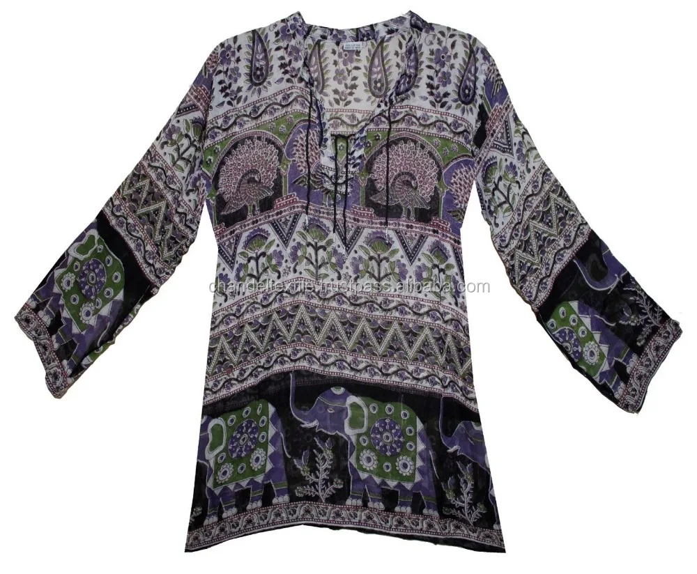 Indian Shirt Us Blouse Long Sleeve Women Tops Ladies Casual kurti Tunic Floral Animals Bollywood cotton blouse tunic top kurtis