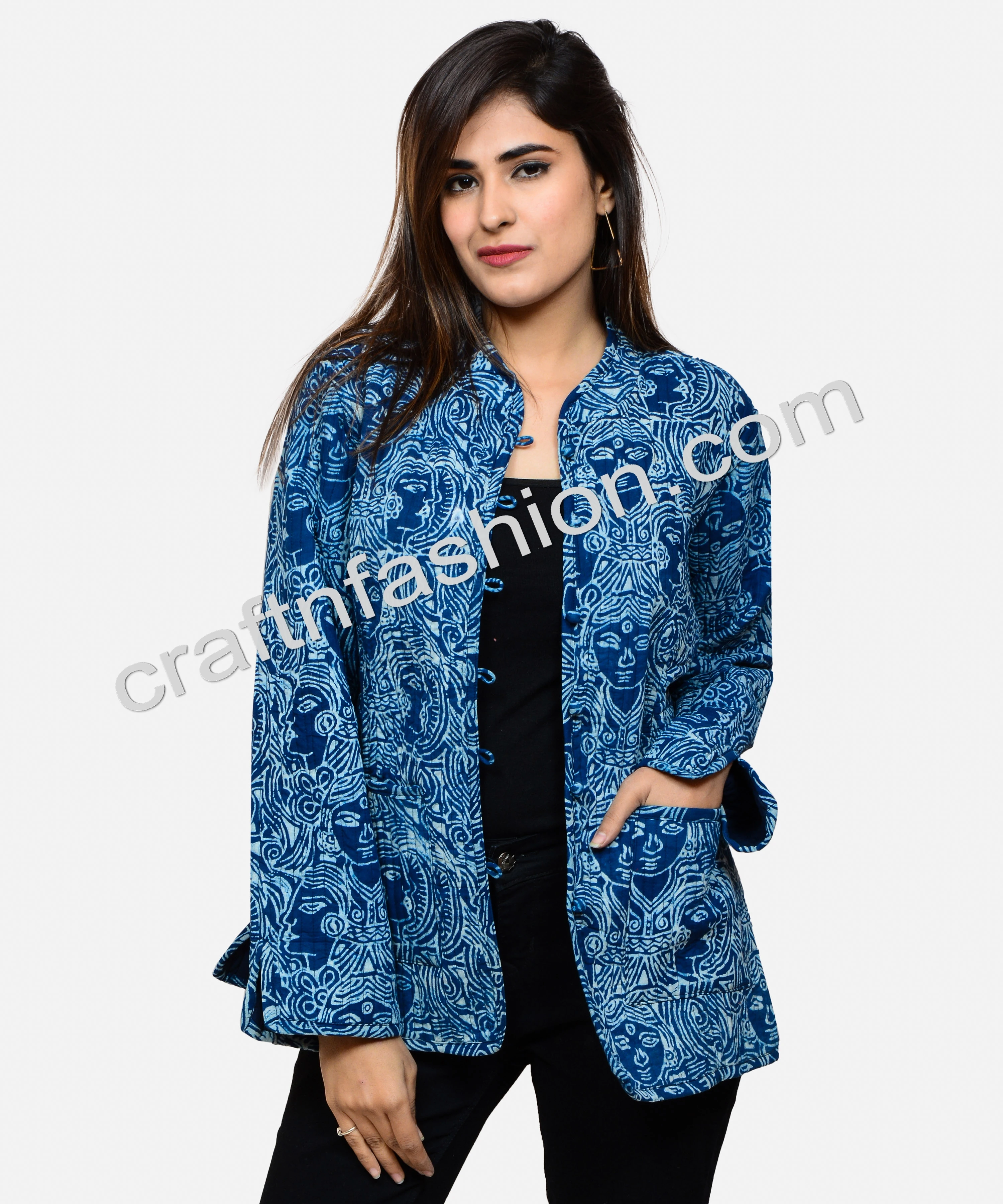 Winter Special Reversible Quilted Coat - Indigo Paisley Print Quilted Jacket-Boho Gypsy Winter Fashion Jacket-Bohemian Jackets