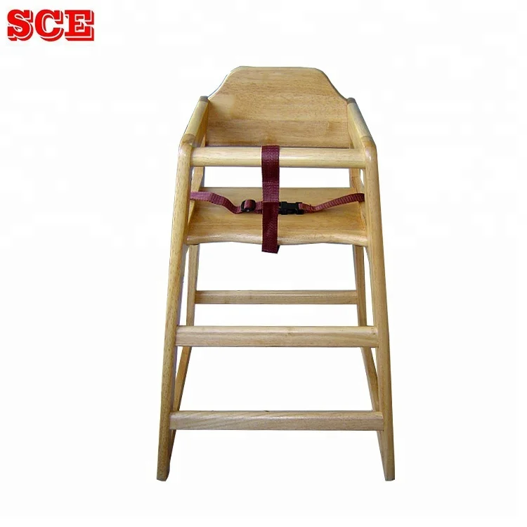 With seat belt wooden high chair baby feeding