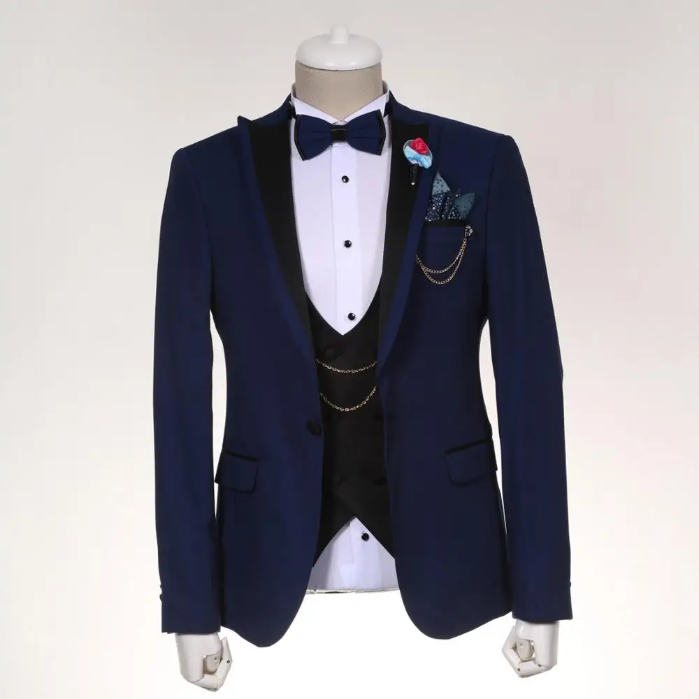 Новый дизайн, изготовленные на заказ темно-синие костюмы для свадьбы и бизнеса